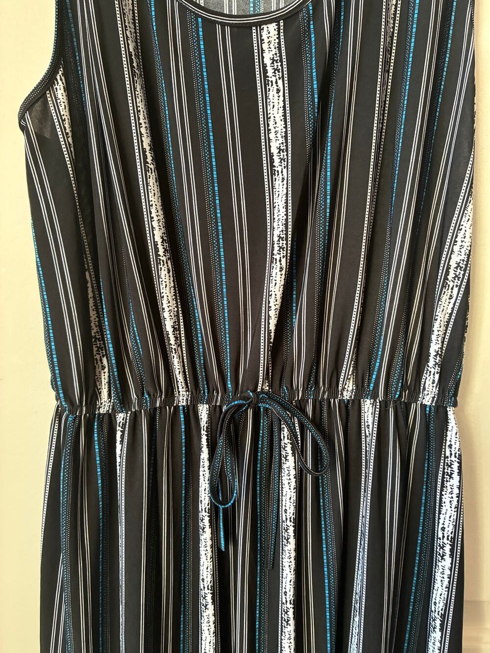 Seven Island Stripe Maxi Dress Womens 1X Plus Size Sleeveless